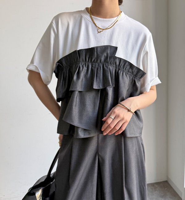  「【WEB限定/セットアップ可能】フリルビスチェドッキングTEE」|Tシャツ・カットソー|