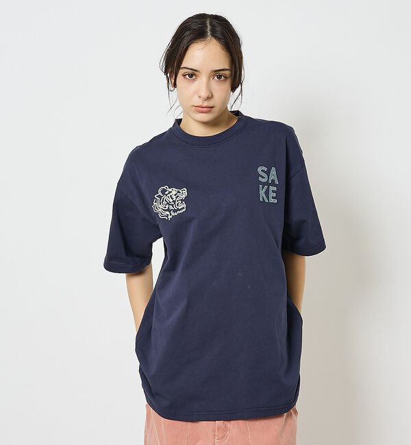 ABAHOUSE「【YOIDORE/ヨイドレ】 酒愛好家　刺繍Tシャツ/SAKE ネオンプリントＴ」|Tシャツ・カットソー|ネイビー