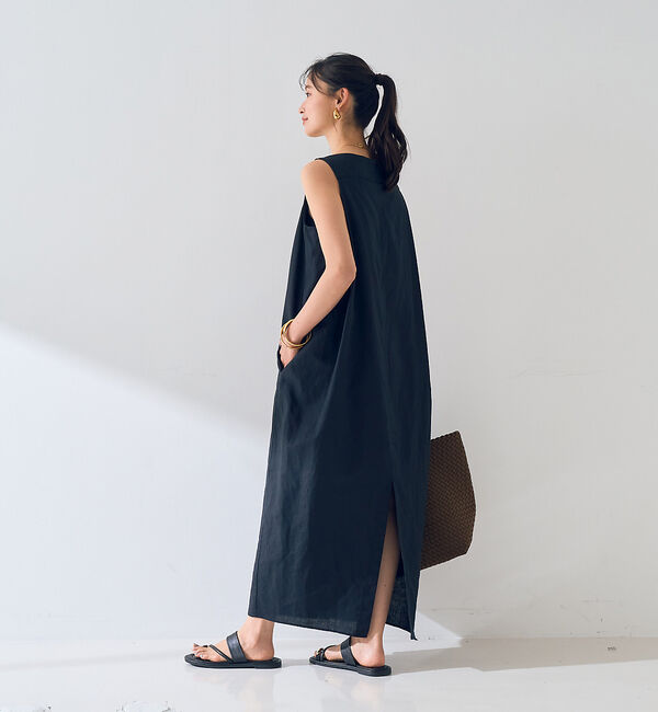 Rouge vif「麻混ノースリーブ 後ろタックワンピース」|ワンピース|