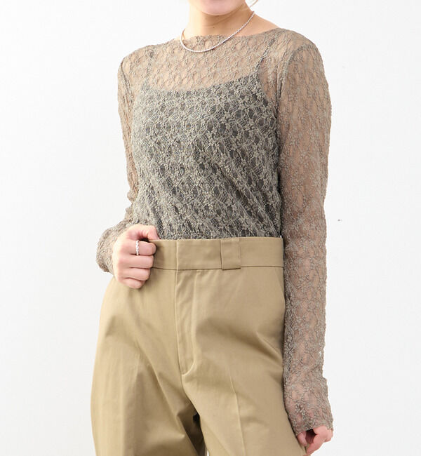 SOFFITTO「【A_/エース】ストレッチレースプルオーバー」|Tシャツ・カットソー|カーキ