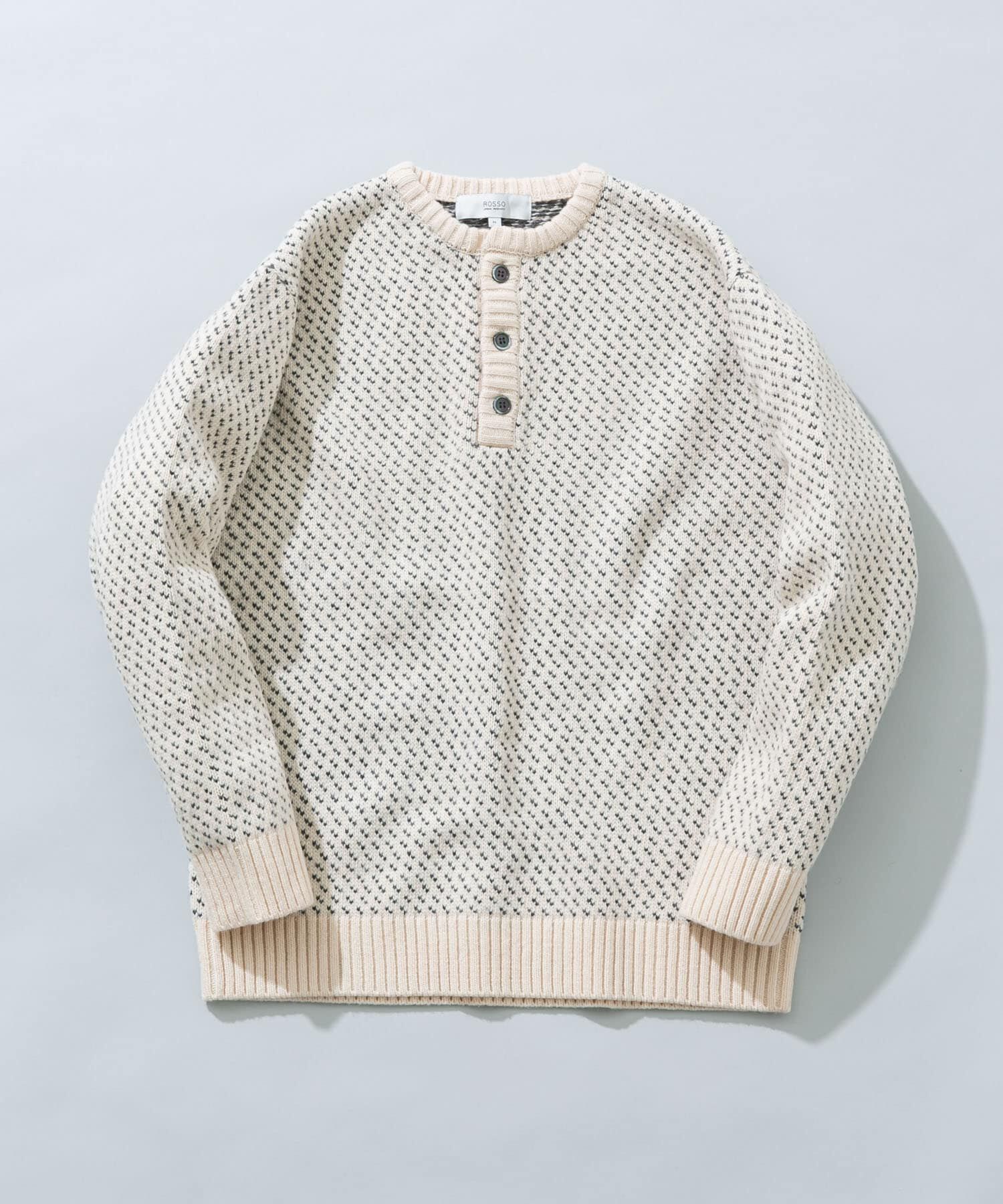 URBAN RESEARCH ROSSO「『XLサイズあり』バーズアイ柄ヘンリーネックニット」|ニット・セーター|