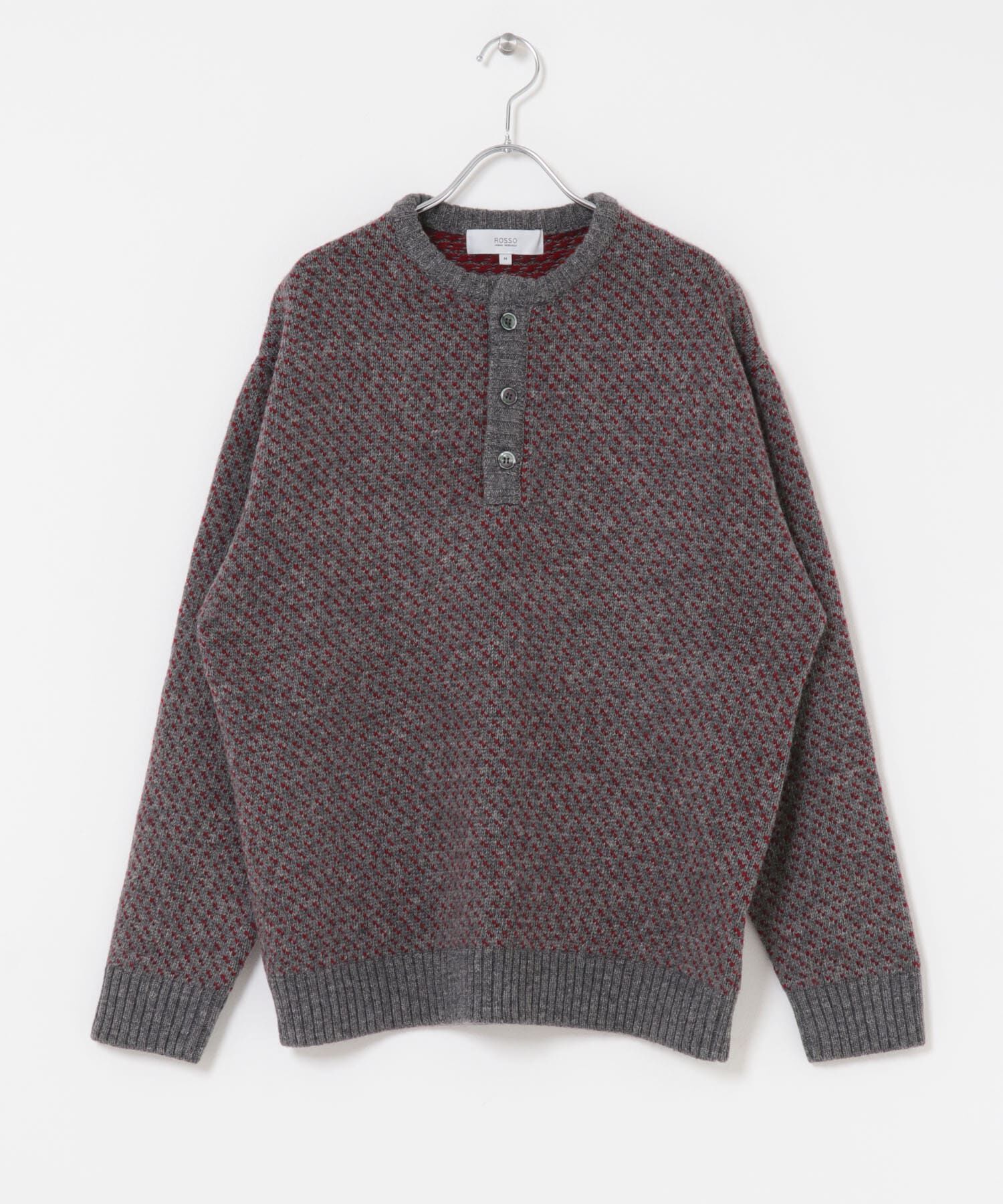 URBAN RESEARCH ROSSO「『XLサイズあり』バーズアイ柄ヘンリーネックニット」|ニット・セーター|
