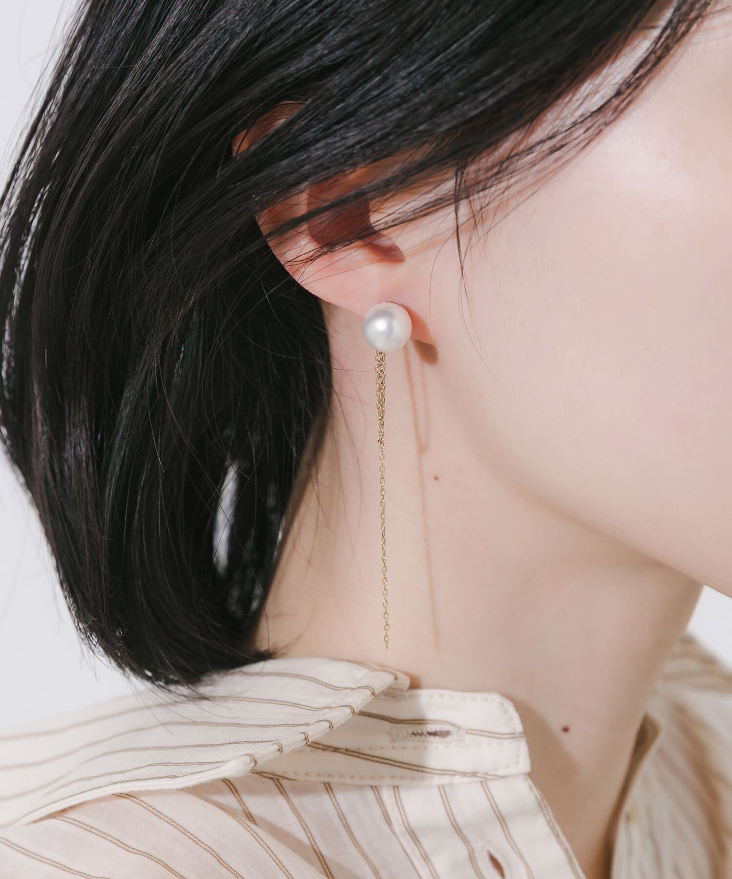 SMELLY「ステンレスパールチェーンピアス」|ピアス|
