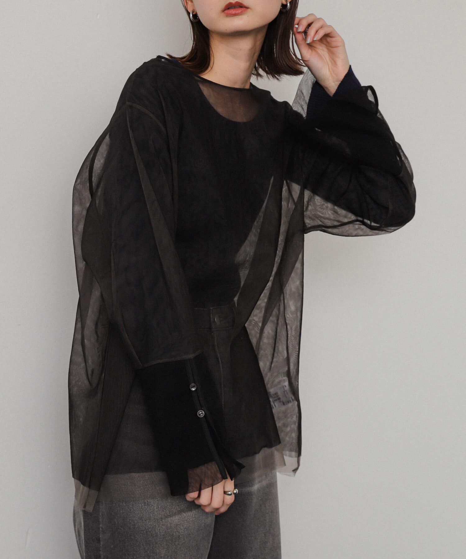 SENSE OF PLACE by URBAN RESEARCH「シアーチュールトップ」|Tシャツ・カットソー|ブラック系その他