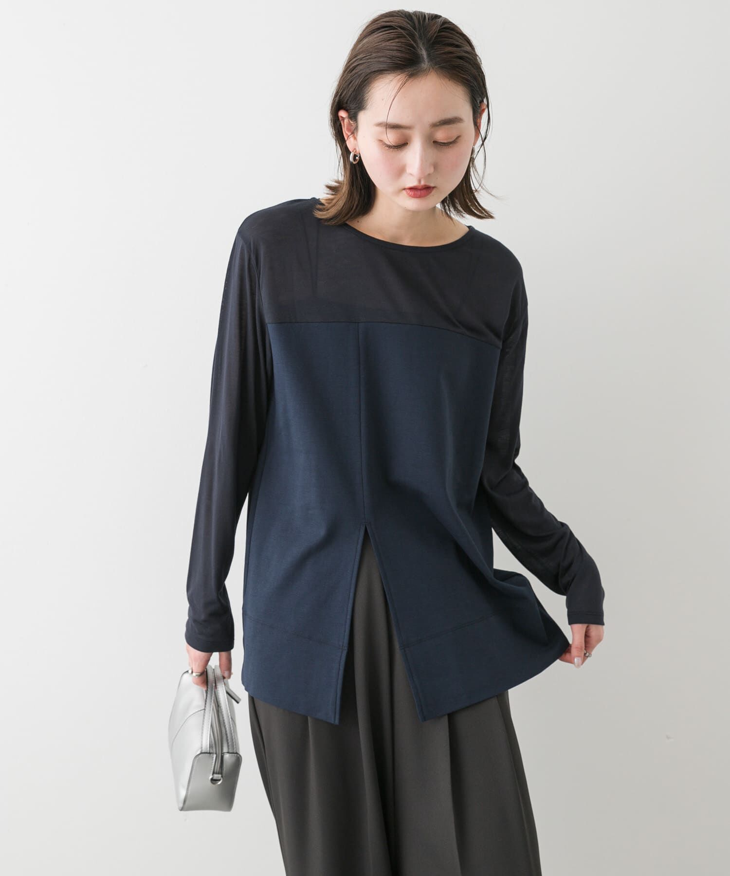 SENSE OF PLACE by URBAN RESEARCH「クルーネックドッキングスリットトップ」|Tシャツ・カットソー|