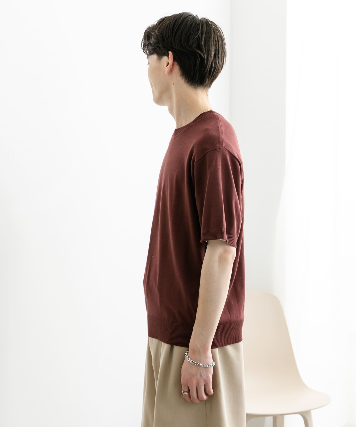 SENSE OF PLACE by URBAN RESEARCH「クルーネックニットショートスリーブTシャツ」|ニット・セーター|