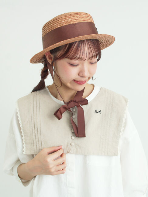 Samansa Mos2「【SA刺繍】くるみボタンセーラー付け襟」|その他|ベージュ