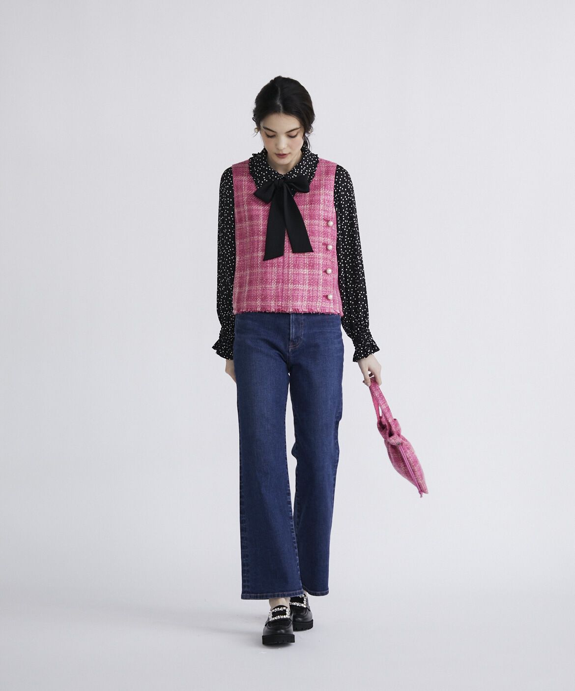 Maglie le cassetto「《Maglie Jeans》ハイウエストセミワイドジーンズ」|デニム|