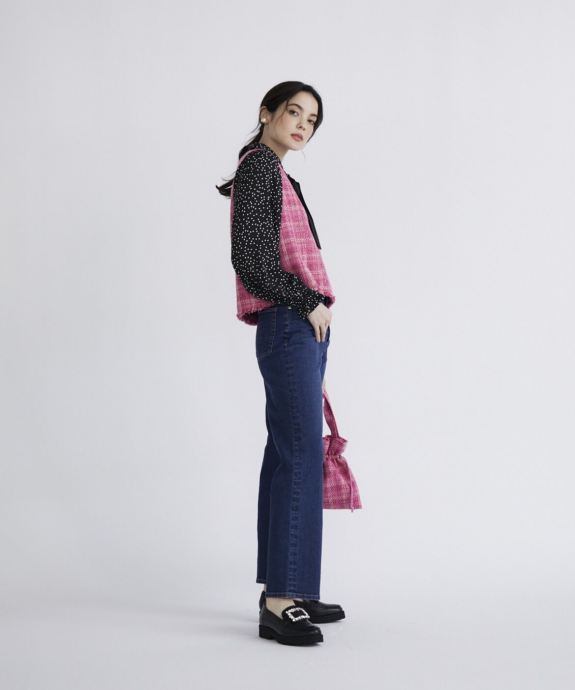 Maglie le cassetto「《Maglie Jeans》ハイウエストセミワイドジーンズ」|デニム|