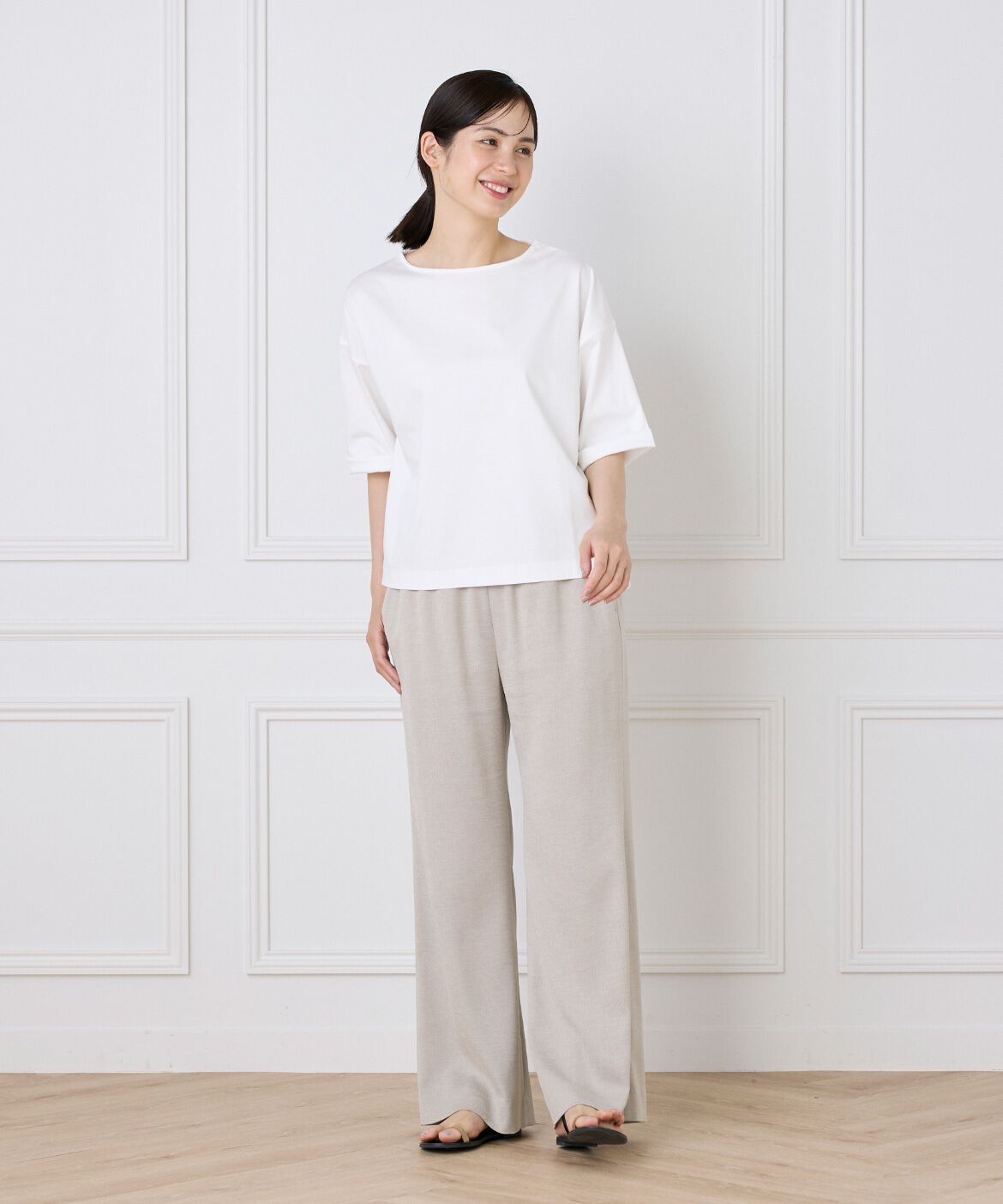 7-IDconcept.「《大きいサイズ》布帛コンビネーションTシャツ」|Tシャツ・カットソー|