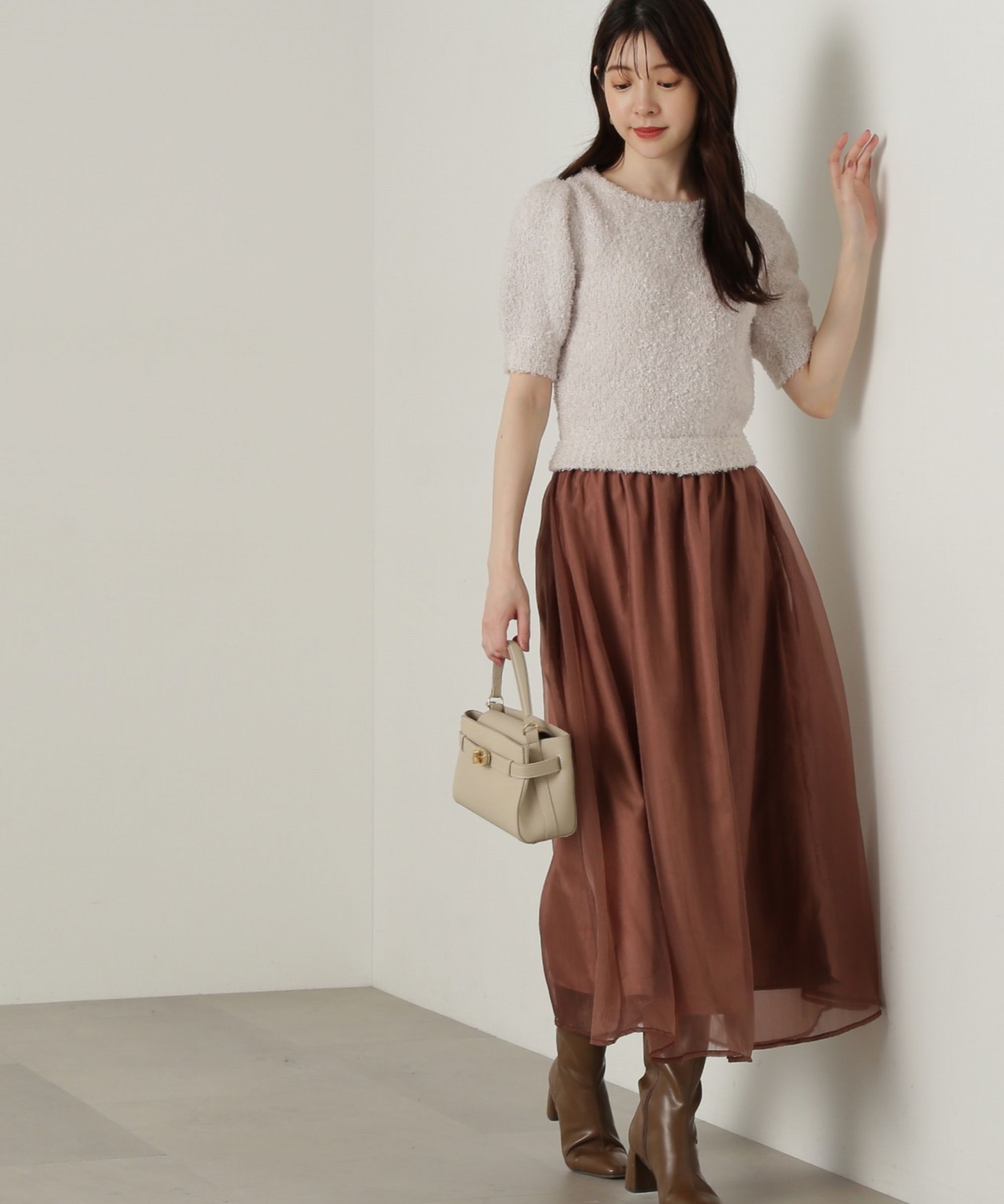 PROPORTION BODY DRESSING「テープヤーンニットドッキングワンピース」|ワンピース|エクリュ&times;ブ  1