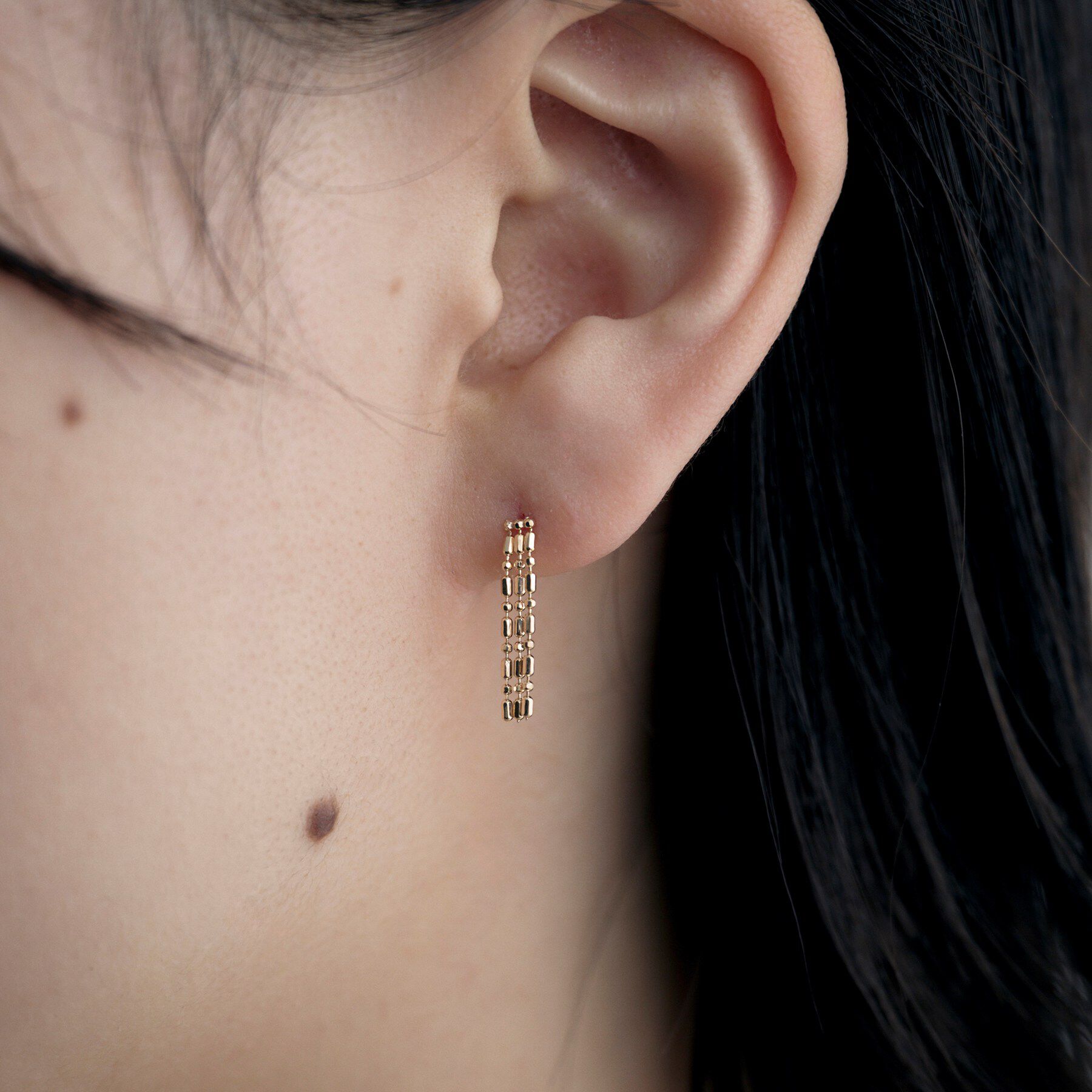 COCOSHNIK ONKITSCH「K10シリンダーチェーン フリンジピアス」|ピアス|