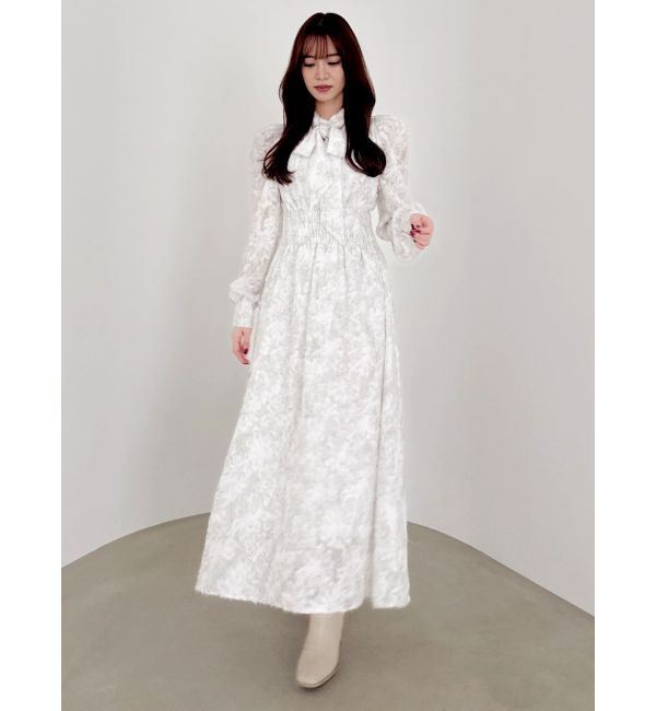 dazzlin「ヘアリーフラワーシフォンワンピース」|ワンピース|ベージュ