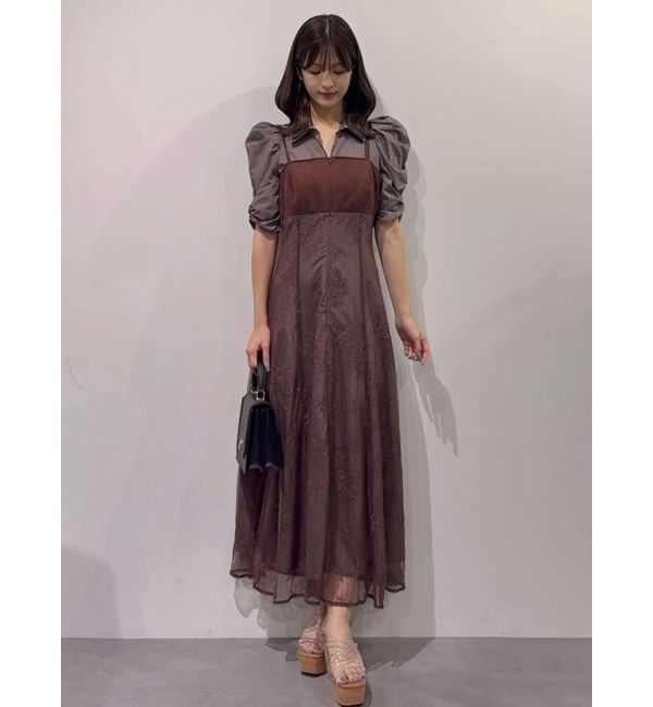 MERCURYDUO「ダブルカラービスチェドッキングパワショルシャツワンピース」|ワンピース|