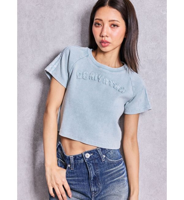 GYDA「GEMYNTAR patchブリーチトップス」|Tシャツ・カットソー|アイスブルー
