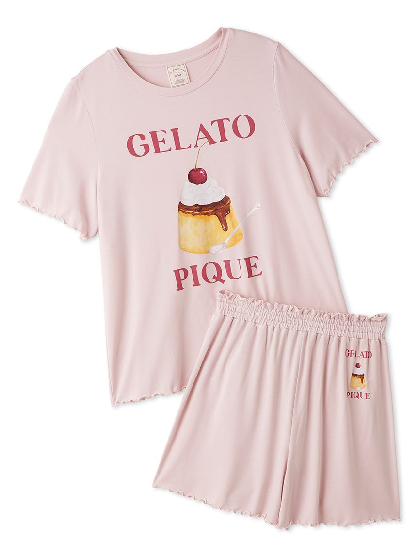 gelato pique「【ONLINE限定】【接触冷感】プリンワンポイントTシャツ&ショートパンツセット」|ルームウェア|