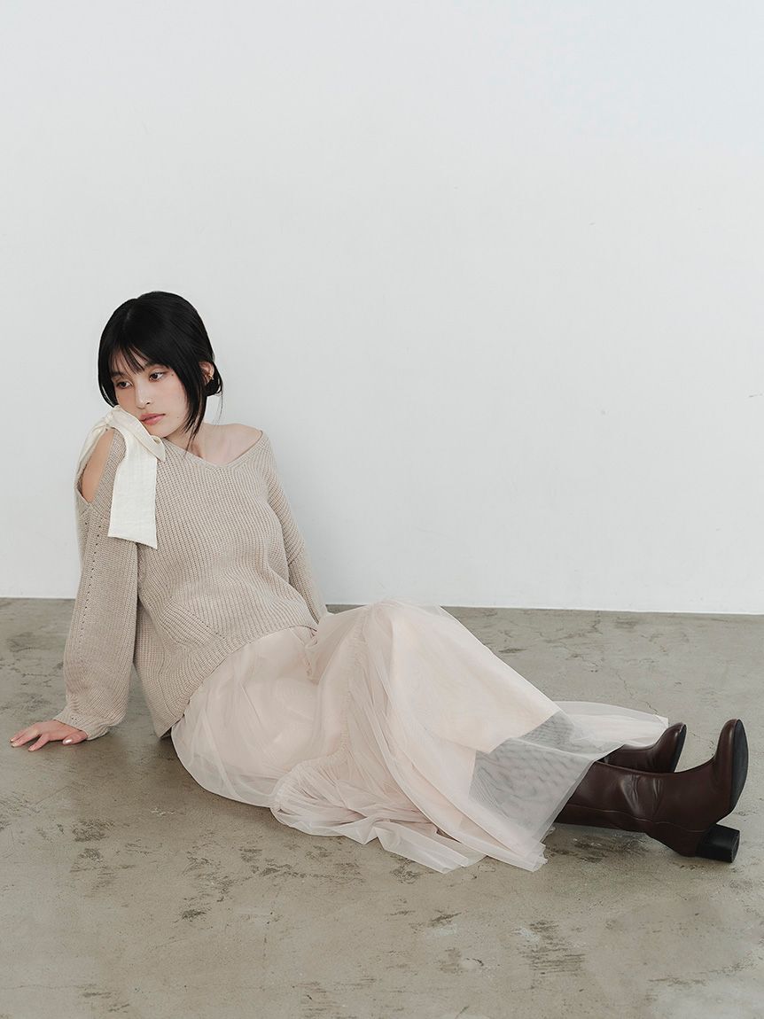 FRAY I.D「リボンニットプル＆チュールスカートセット」|ワンピース|