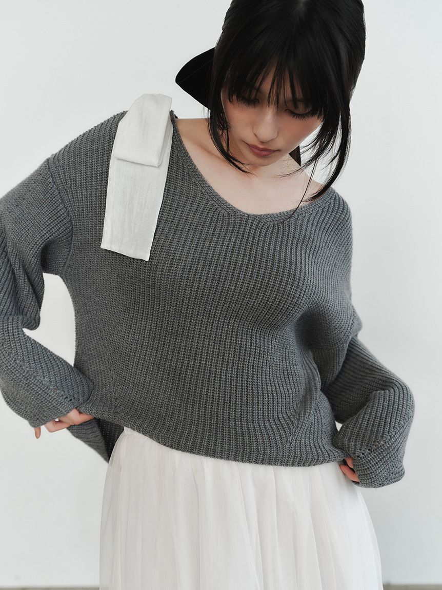 FRAY I.D「リボンニットプル＆チュールスカートセット」|ワンピース|