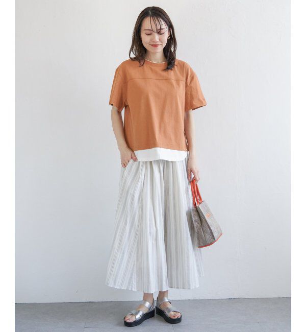 ikka「コットンUSA袖刺繍レイヤーTシャツ」|その他|