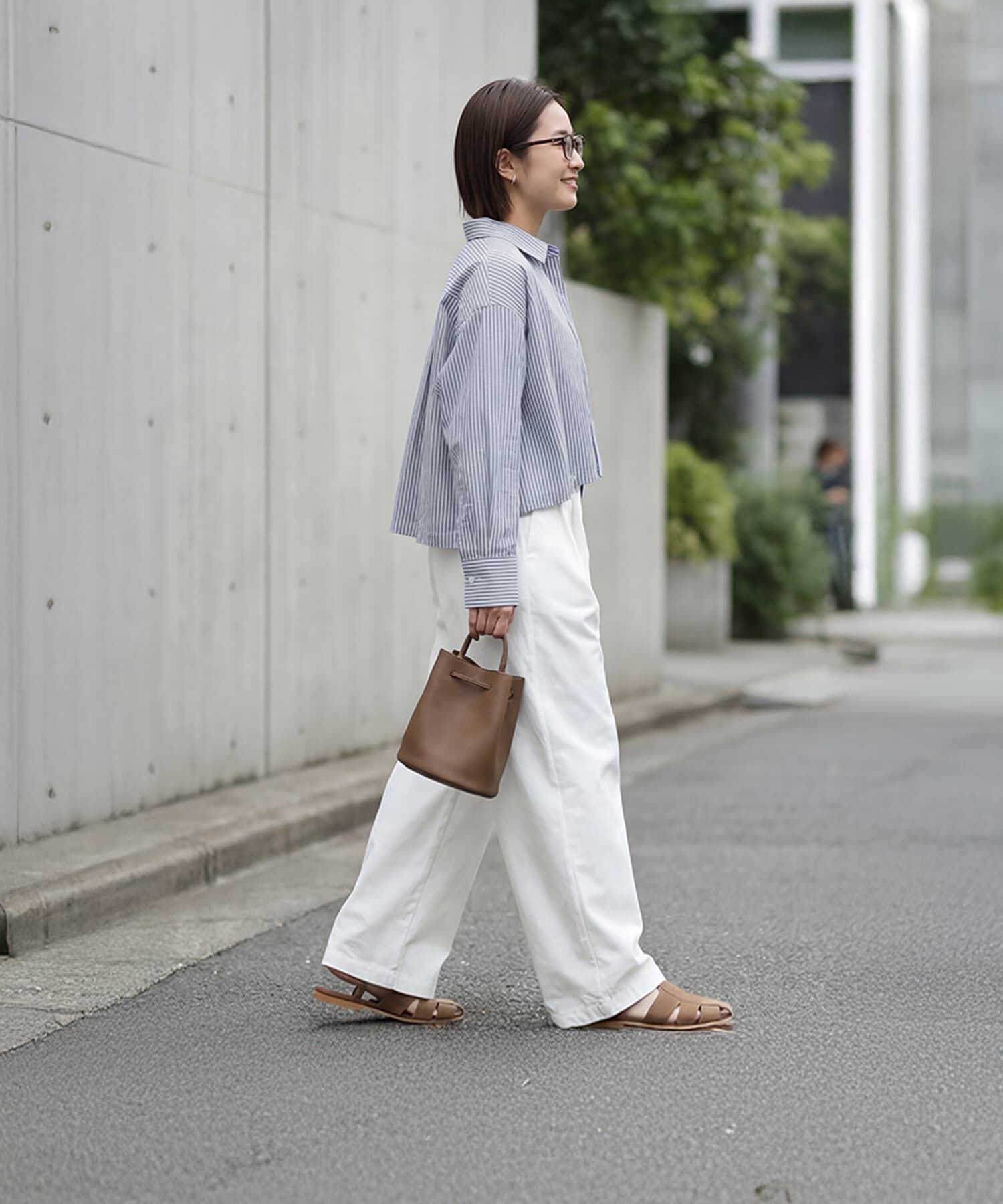 STYLE DELI「【selection】ストライプ柄立体タックショートシャツ」|シャツ・ブラウス|