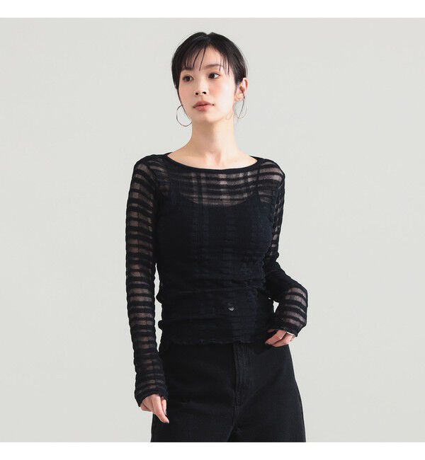 Demi-Luxe BEAMS 「TAN / チェックパターン プルオーバー ニット」|ニット・セーター|
