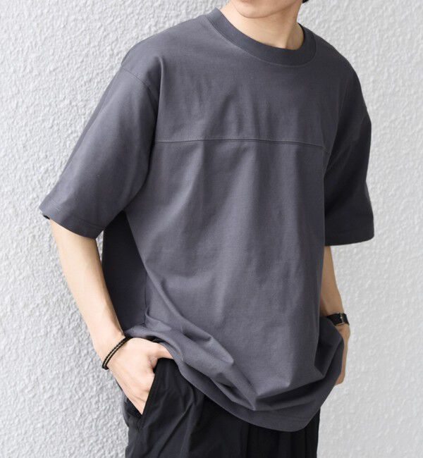 SHIPS any「SHIPS any:〈接触冷感/吸水速乾/UVカット/遮熱〉Raylock フットボール Tシャツ◇」|Tシャツ・カットソー|