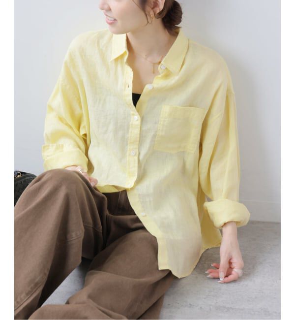 JOURNAL STANDARD relume「《追加2》カラーリネンオーバーサイズシャツ」|シャツ・ブラウス|イエロー A