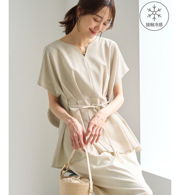 Rope&rsquo;Picnic「ハートネックブラウス/接触冷感」|シャツ・ブラウス|ベージュ(27)