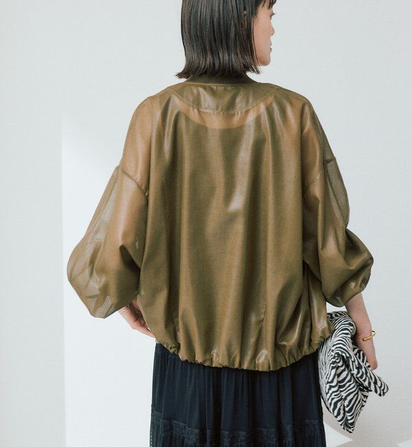  「【上品な艶感が華やかな印象に/軽量/手洗い可】グロッシーシアーブルゾン」|ブルゾン・スタジャン|