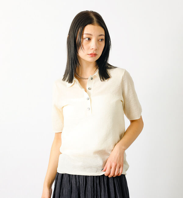 Rouge vif「【MICA&DEAL/マイカアンドディール】sheer knit polo sh」|シャツ・ブラウス|