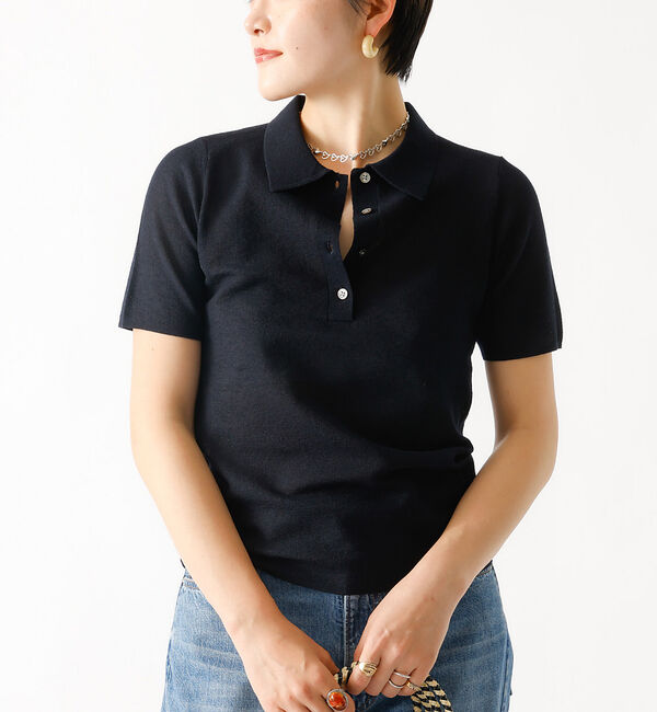 Rouge vif「【MICA&DEAL/マイカアンドディール】sheer knit polo sh」|シャツ・ブラウス|