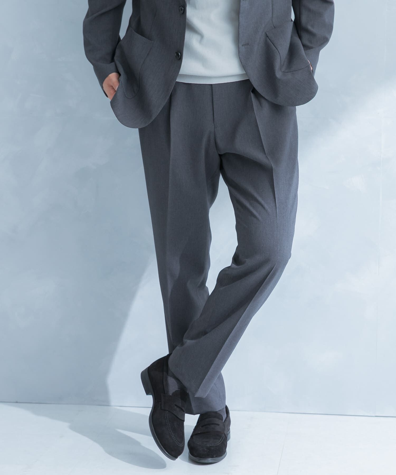URBAN RESEARCH DOORS「LIFE STYLE TAILOR　リネンライクコンフォータブル1タックパンツ」|スラックス|グレー