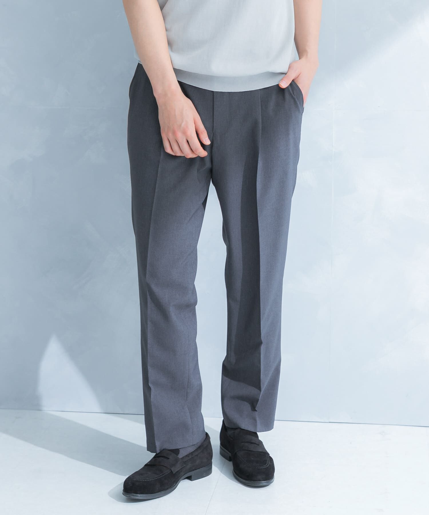 URBAN RESEARCH DOORS「LIFE STYLE TAILOR　リネンライクコンフォータブル1タックパンツ」|スラックス|