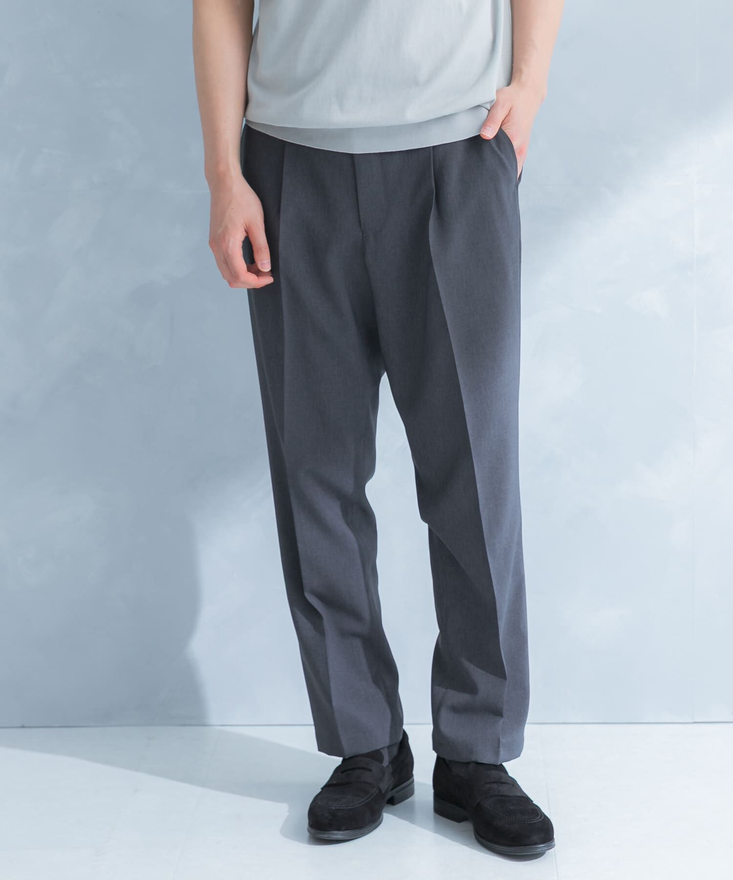 URBAN RESEARCH DOORS「LIFE STYLE TAILOR　リネンライクコンフォータブル1タックパンツ」|スラックス|