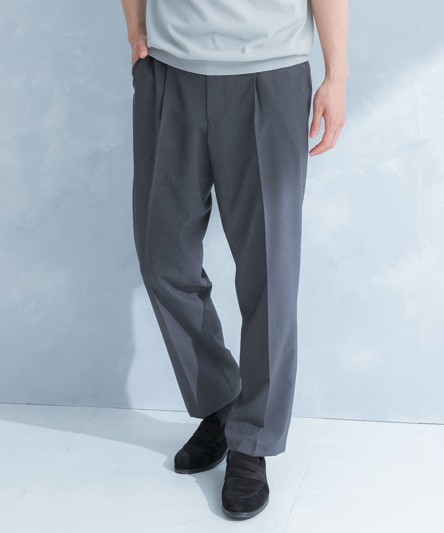 URBAN RESEARCH DOORS「LIFE STYLE TAILOR　リネンライクコンフォータブル1タックパンツ」|スラックス|