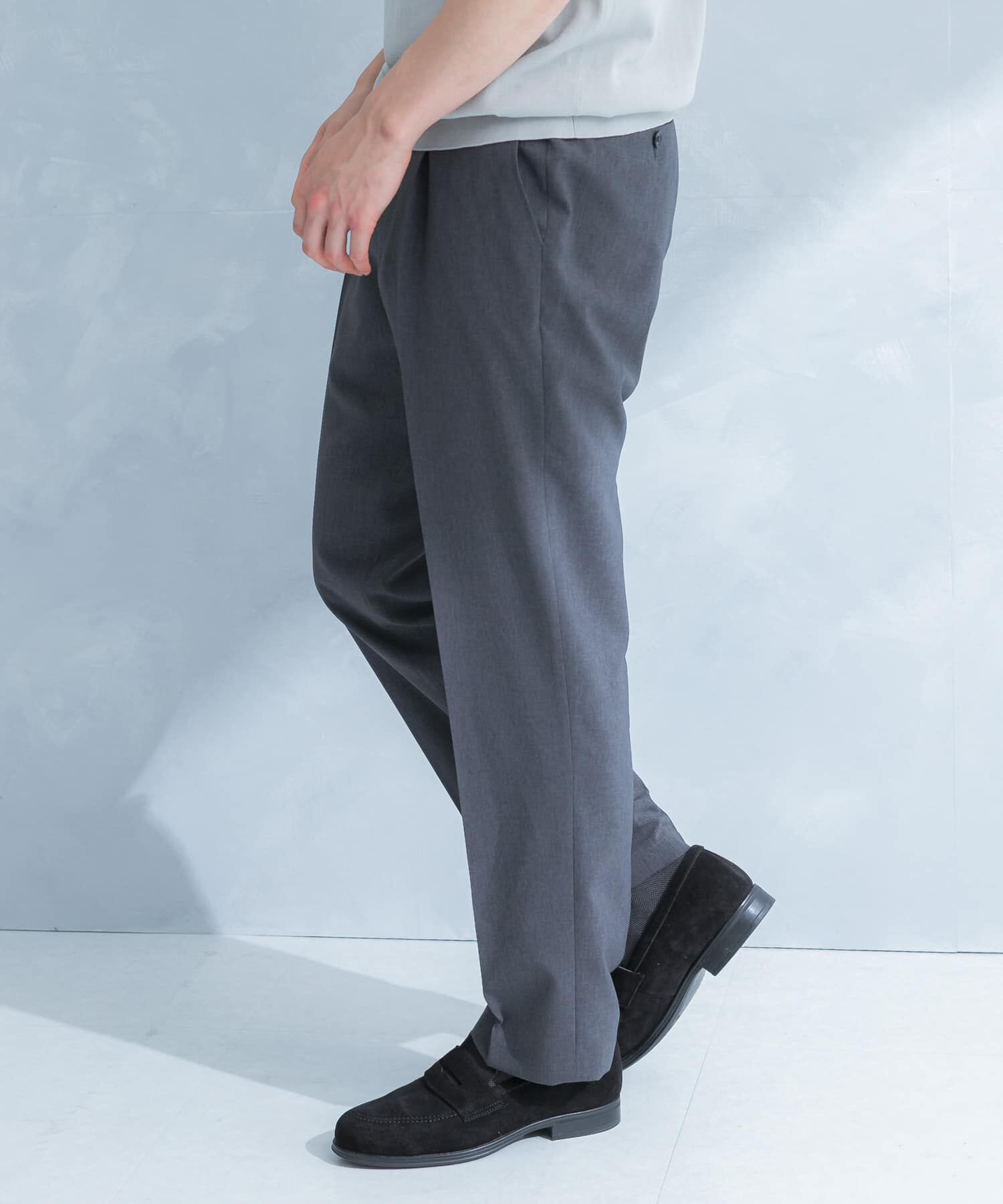 URBAN RESEARCH DOORS「LIFE STYLE TAILOR　リネンライクコンフォータブル1タックパンツ」|スラックス|