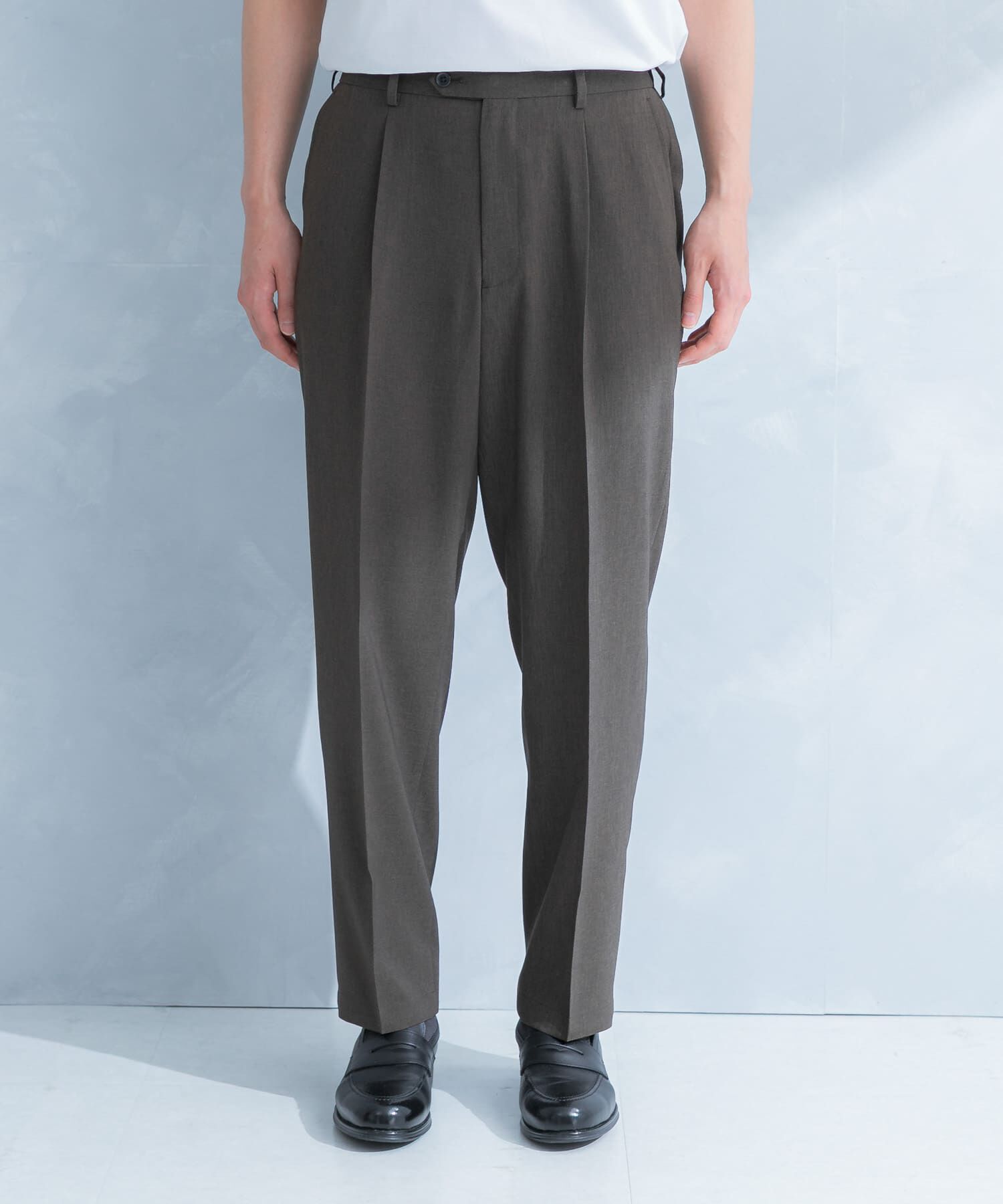 URBAN RESEARCH DOORS「LIFE STYLE TAILOR　リネンライクコンフォータブル1タックパンツ」|スラックス|