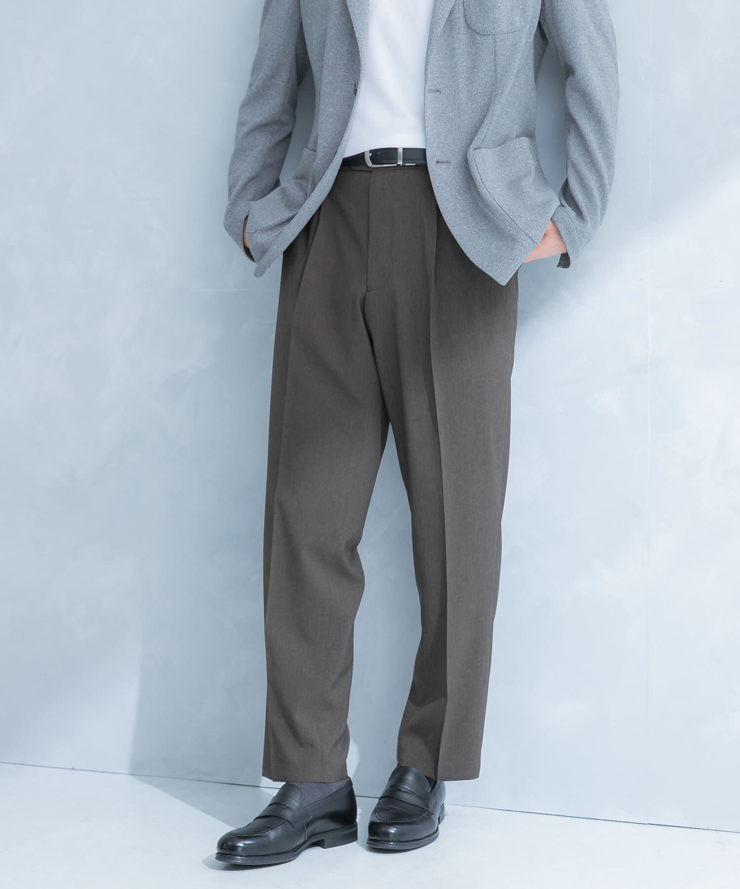 URBAN RESEARCH DOORS「LIFE STYLE TAILOR　リネンライクコンフォータブル1タックパンツ」|スラックス|
