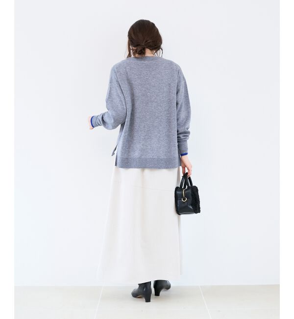  「《手洗い可能》ネック刺繍クルーネックニット」|ニット・セーター|