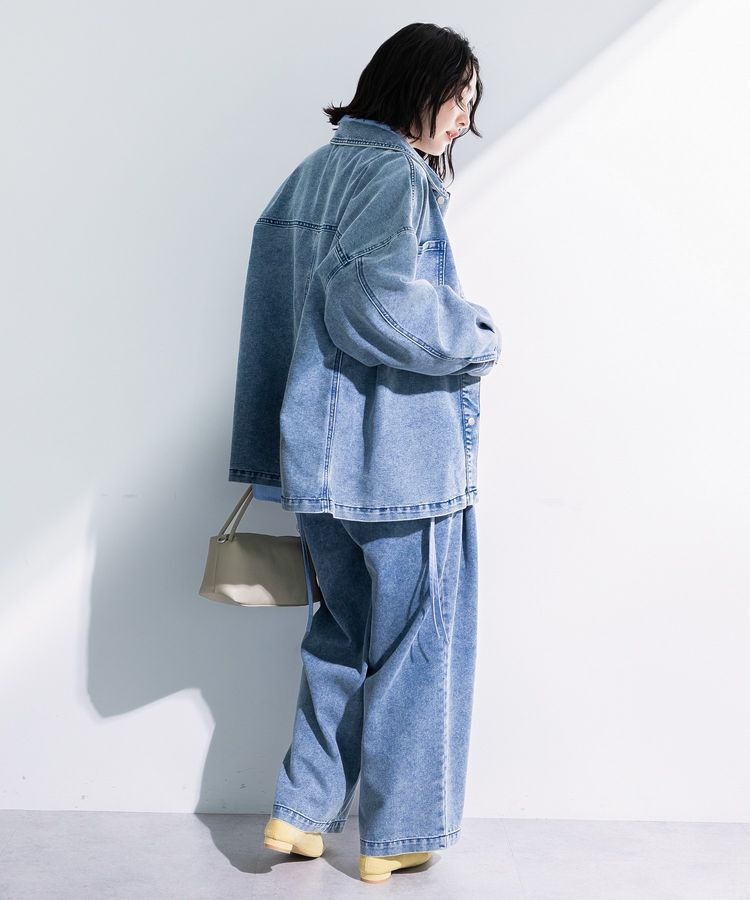 Green Parks「デニムタックワイドパンツ」|デニム|
