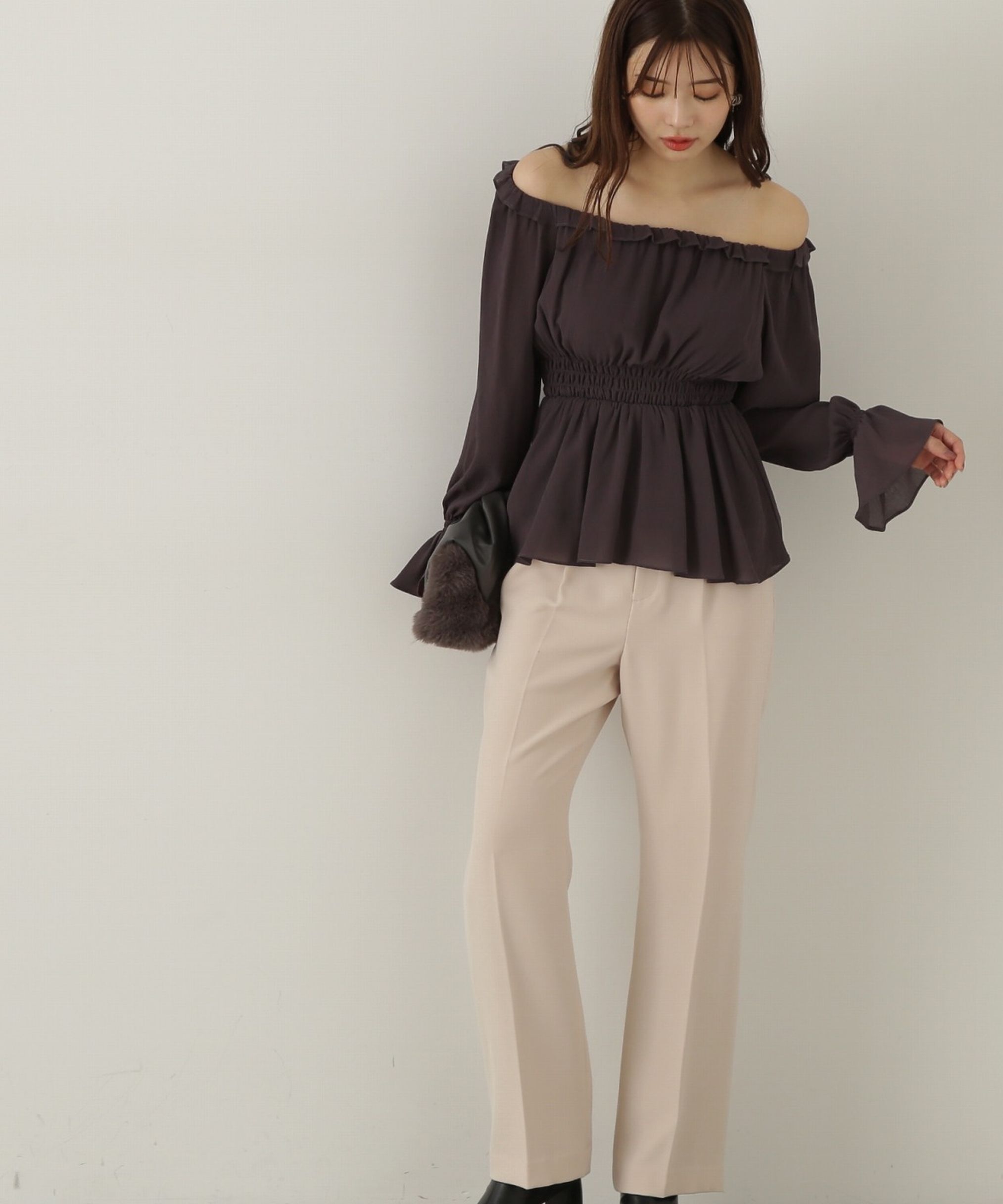 PROPORTION BODY DRESSING「楊柳ギャザーオフショルブラウス　24AW」|シャツ・ブラウス|