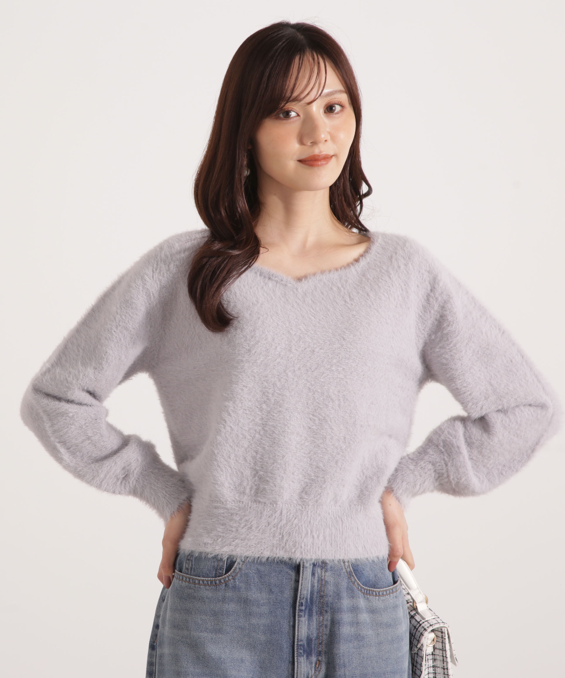PROPORTION BODY DRESSING「ミニシャギーハートネックニット 25AW」|ニット・セーター|グレー