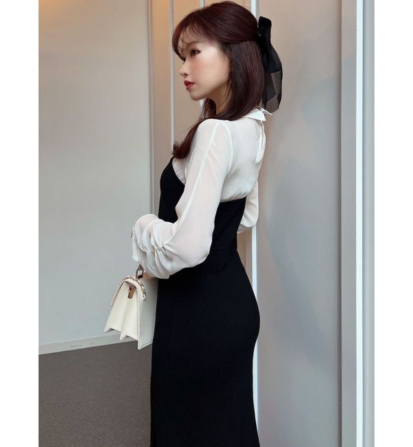 RESEXXY「シャツドッキングニットワンピース」|ワンピース|
