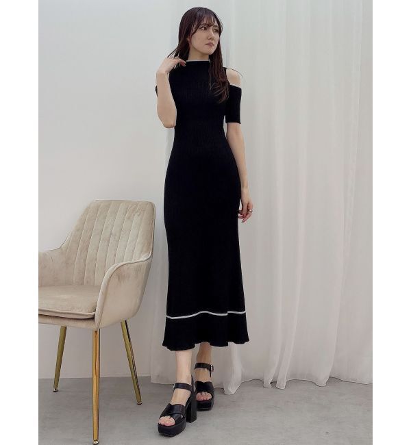MERCURYDUO「配色クロスリボンニットワンピース」|ワンピース|