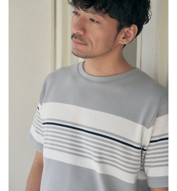 ikka「リップルパネルボーダーTシャツ」|Tシャツ・カットソー|