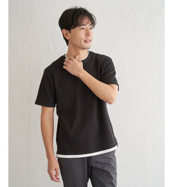 ikka「【雑誌MonoMax5月号掲載】冷感ドライワッフルフェイクT「小泉孝太郎さん着用モデル」」|Tシャツ・カットソー|