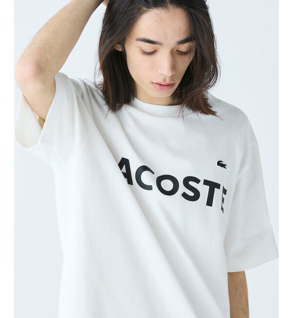 LACOSTE「ヘビーウェイトブランドネーム ラバープリント ロゴ半袖Tシャツ」|Tシャツ・カットソー|