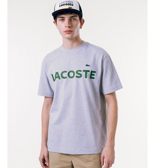 LACOSTE「ヘビーウェイトブランドネーム ラバープリント ロゴ半袖Tシャツ」|Tシャツ・カットソー|グレー
