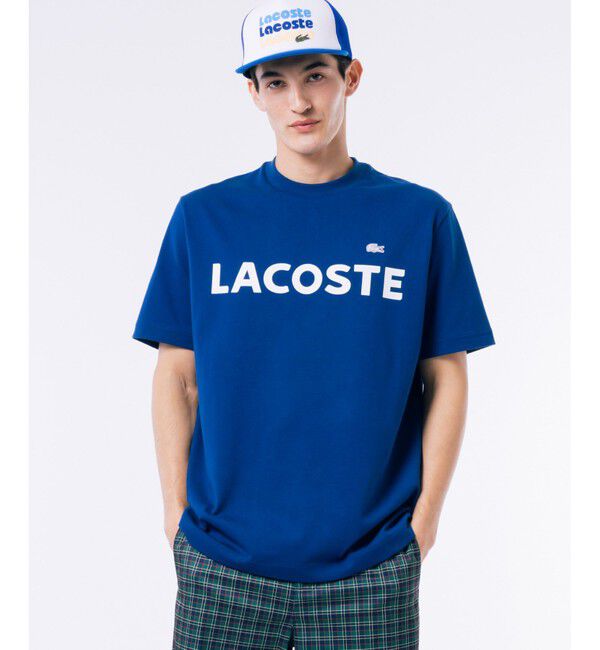 LACOSTE「ヘビーウェイトブランドネーム ラバープリント ロゴ半袖Tシャツ」|Tシャツ・カットソー|ダークブルー