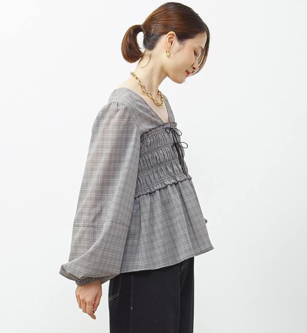 Soffitto「《WEB限定》前後2WAYシャーリングブラウス」|シャツ・ブラウス|